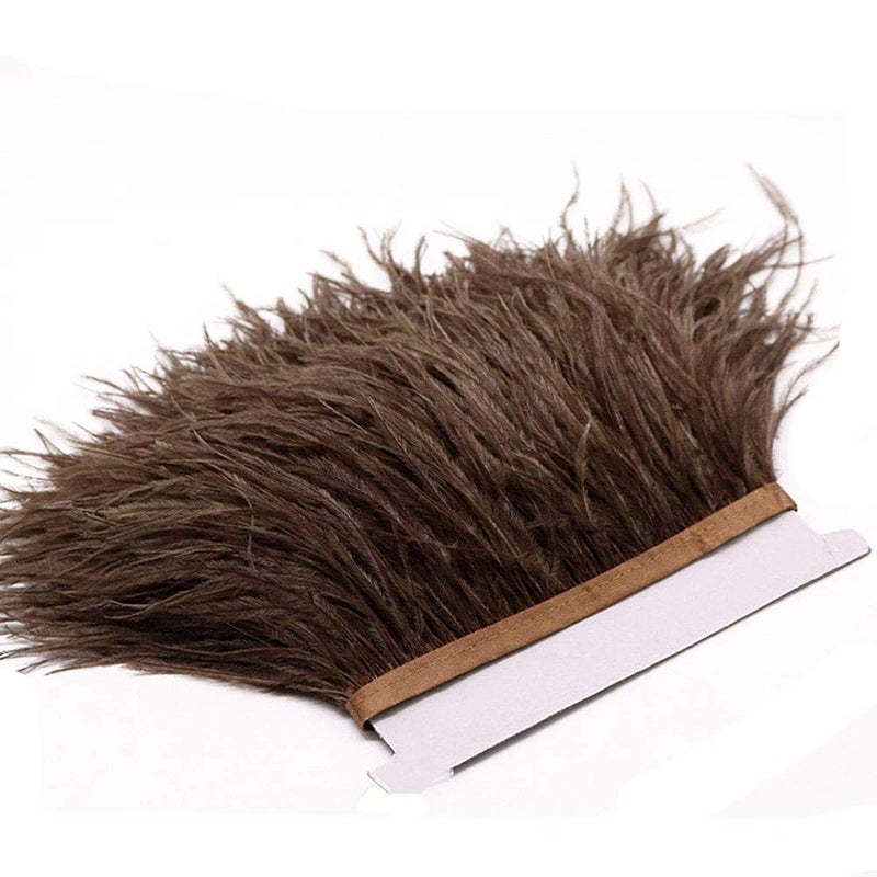 YEQIN 2 Yards Natural & Soft Ostrich Feathers Fringe Trims Ribbon - Used for Dress, Sewing Decoration, Craft Clothing, Boots, Wedding Decoration, DIY, Etc (Brown) - Image 2